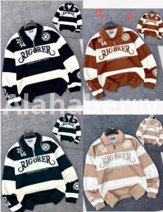 Unisex Striped “RIGURER” Long-Sleeve Polo Sweatshirt